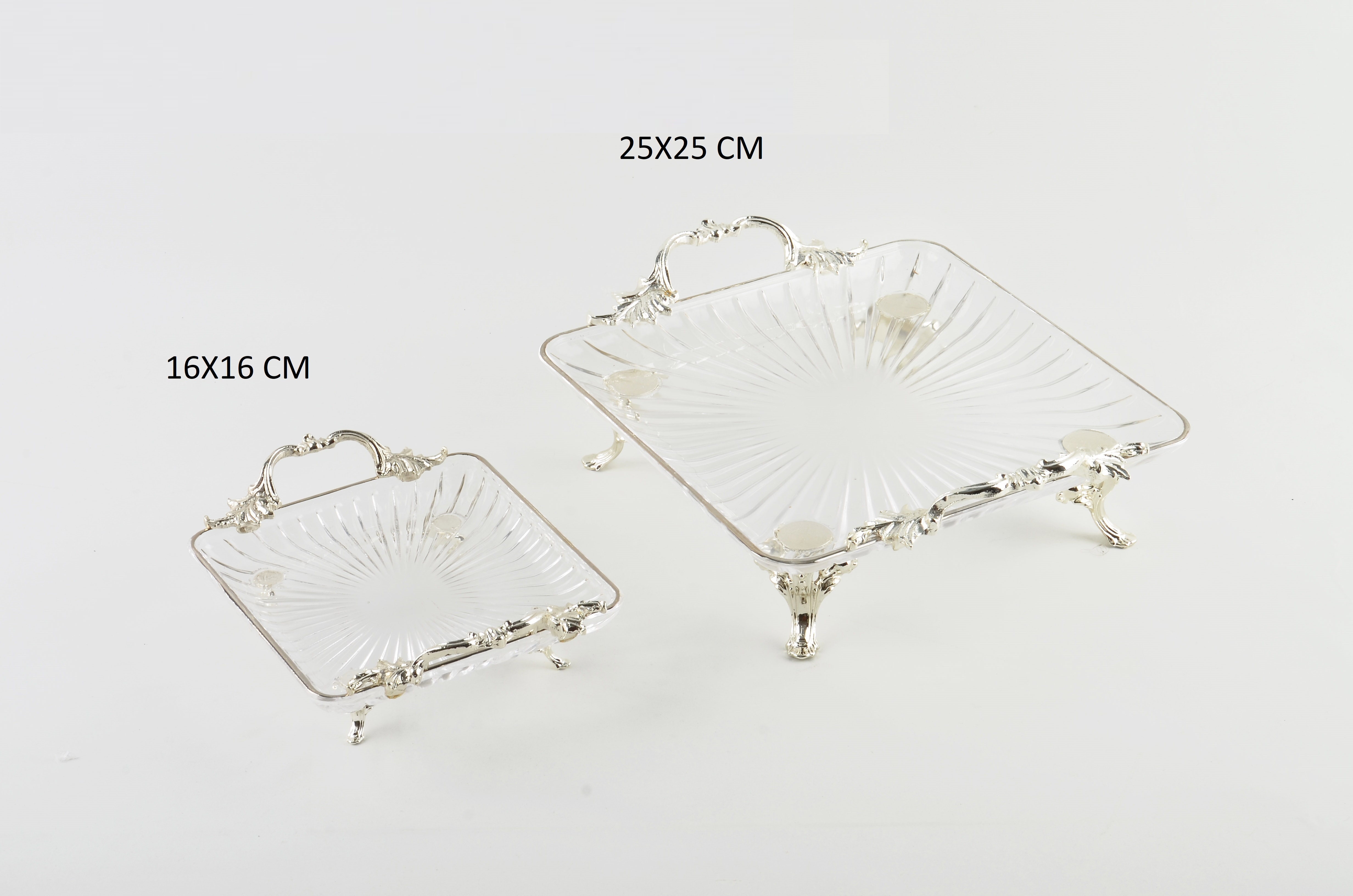 KULPLU KARE CAM SUNUMLUK 16X16  GÜMÜŞ