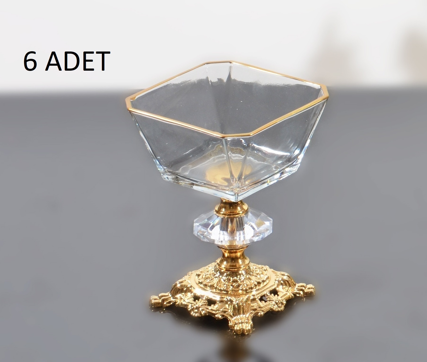 DÖKÜM AYAKLI DONDURMA KASESİ 6 LI GOLD