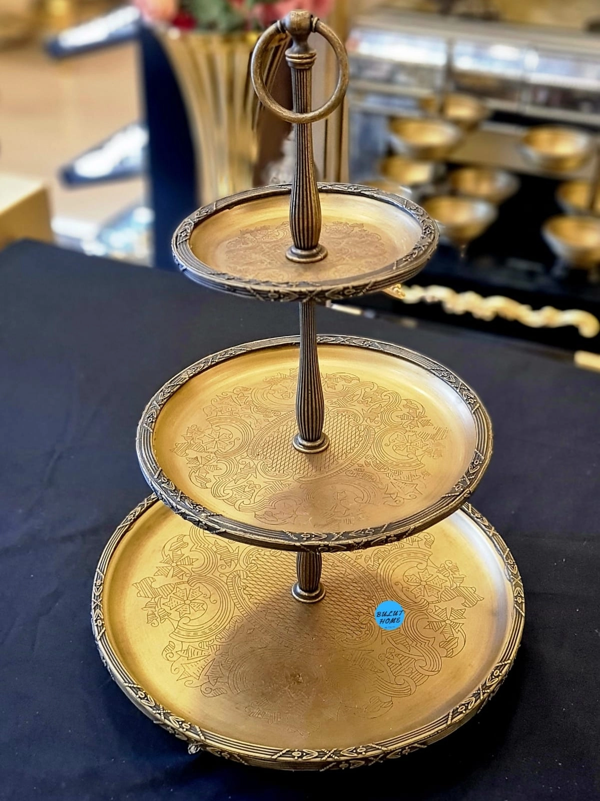3 KATLI ÇELİK SUNUMLUK ANTİK RENGİ 15CM/22CM/30CM