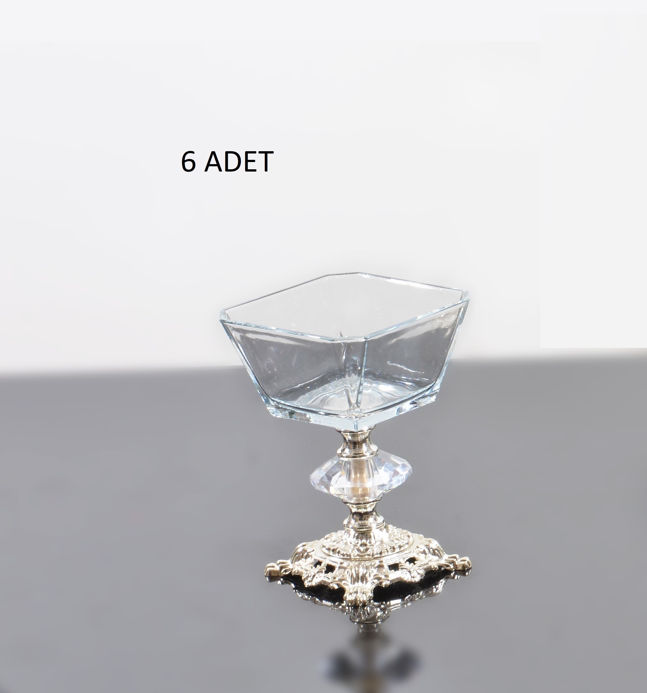 DÖKÜM AYAK SUNUM KASESİ 6 ADET GÜMÜŞ