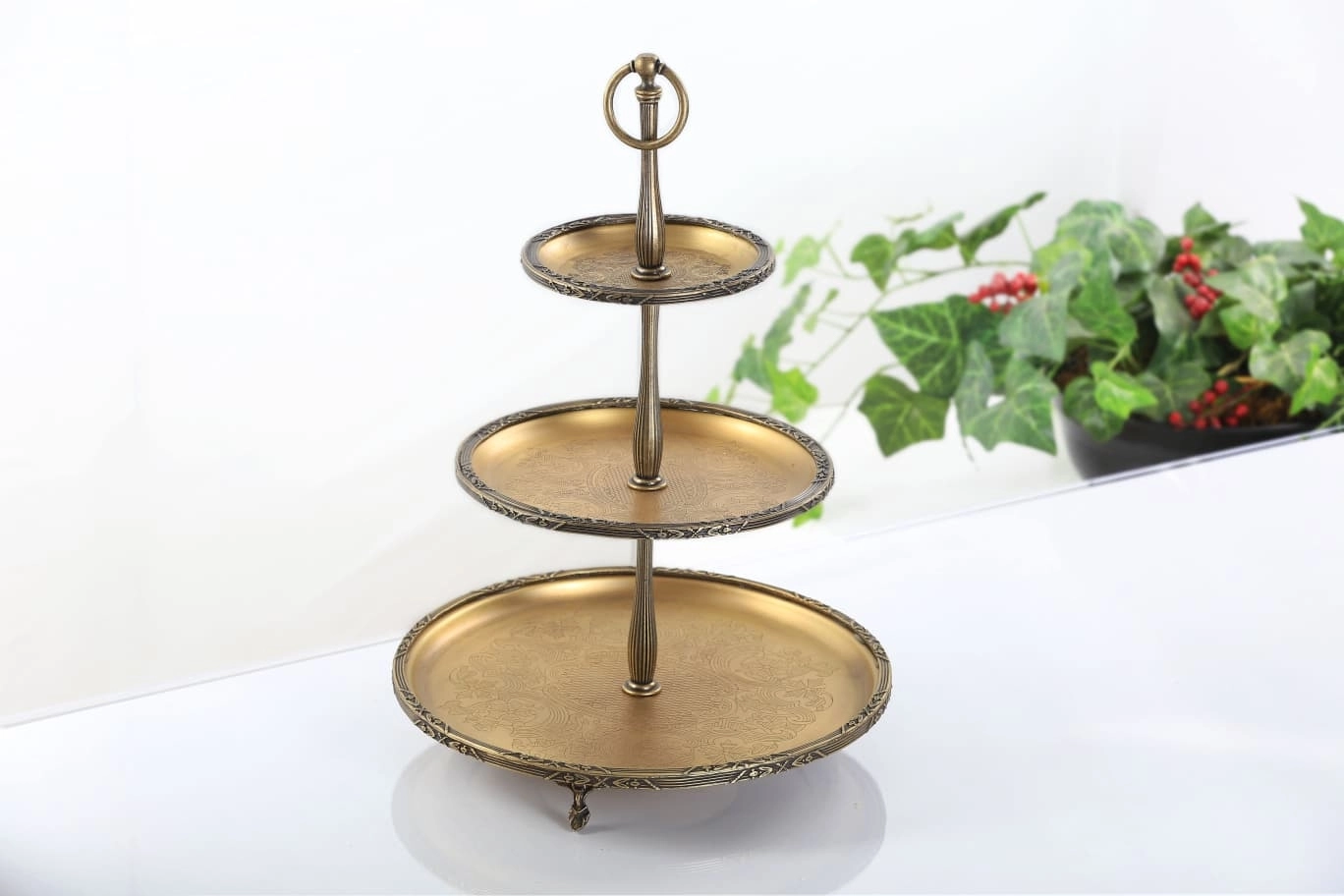 3 KATLI ÇELİK SUNUMLUK ANTİK RENGİ 15CM/22CM/30CM