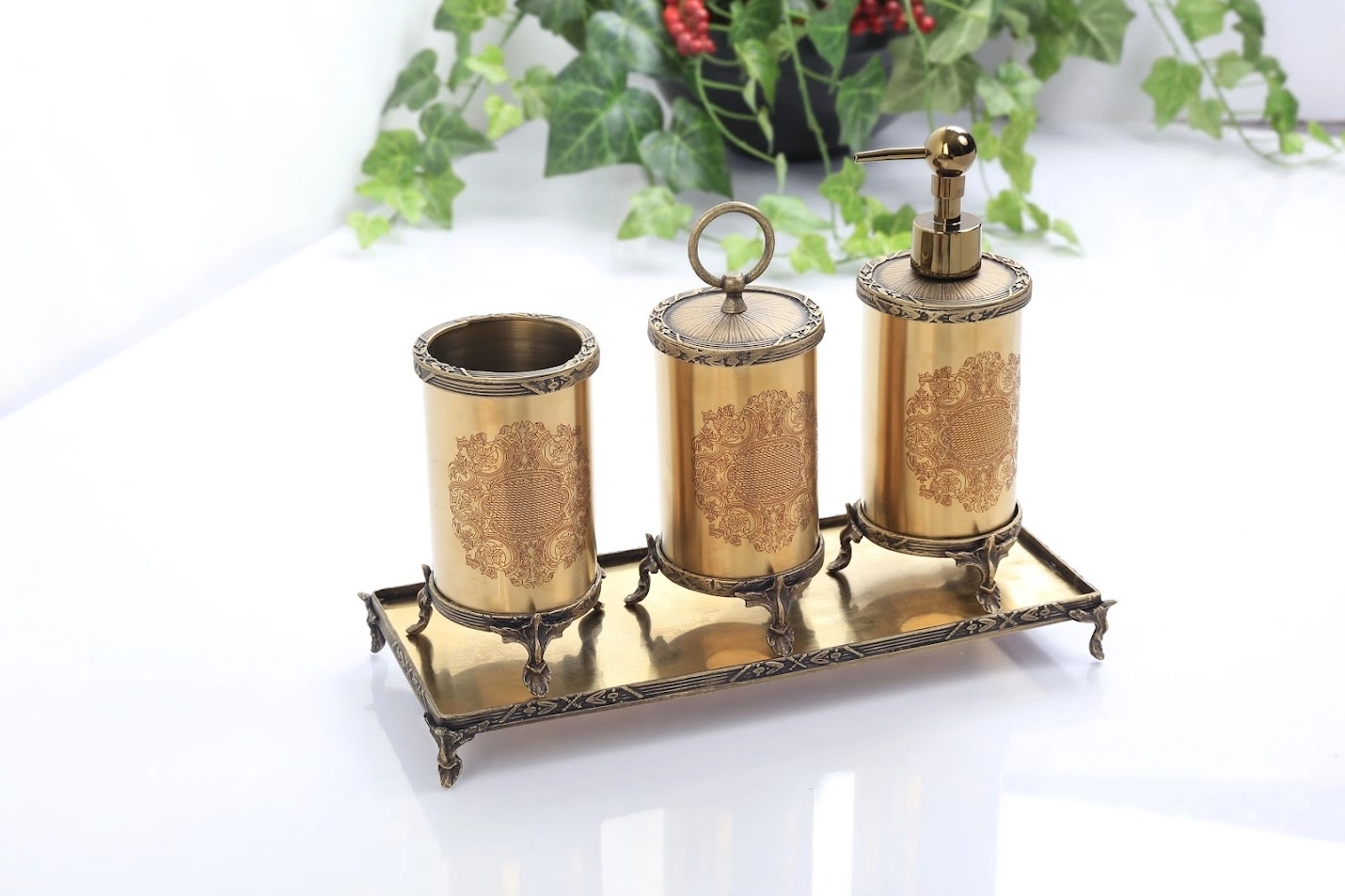 4 LÜ BANYO SETİ ANTİK RENGİ