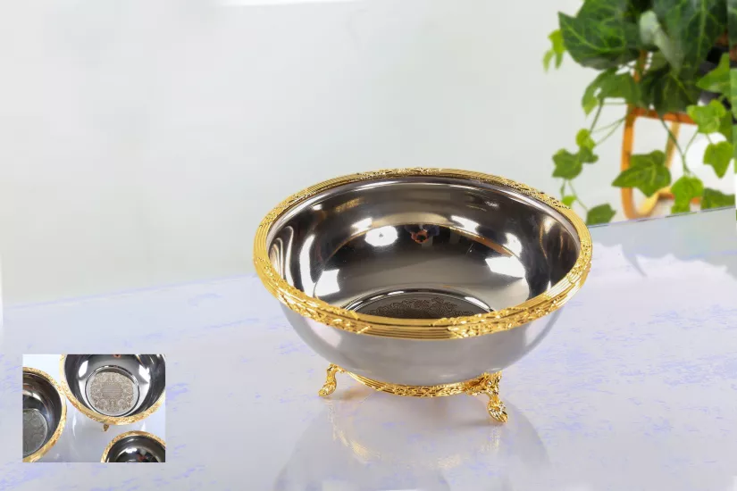 ÇELİK İŞLEMELİ 21 CM SUNUM  KASE ALTIN