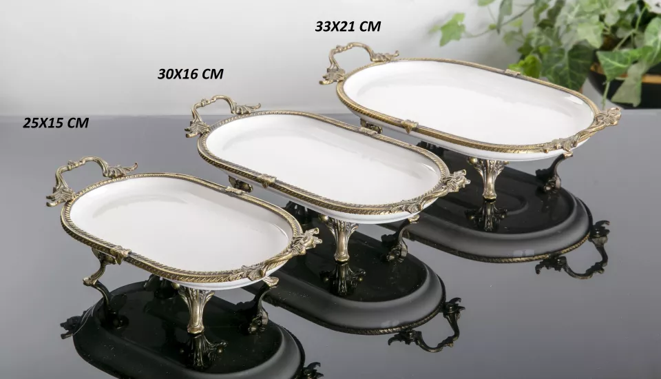 PORSELEN 3 PARÇA AVANGARD OVAL SUNUM SETİ