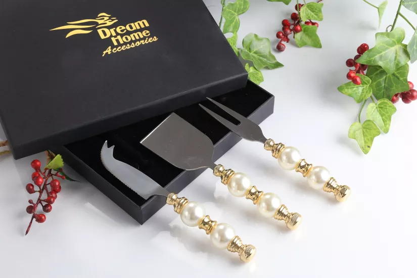 İNCİ 3 PARÇA PEYNİR SETİ GOLD