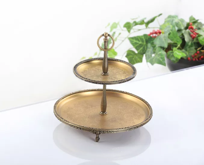 ANTİK 2 KATLI SUNUM TABAĞI 30 CM/19 CM