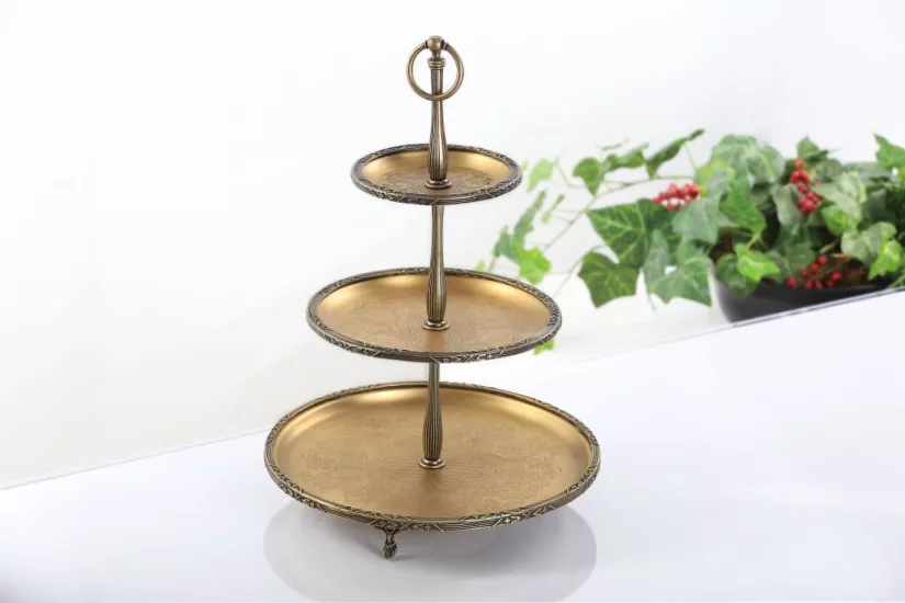 3 KATLI ÇELİK SUNUMLUK ANTİK RENGİ 15CM/22CM/30CM