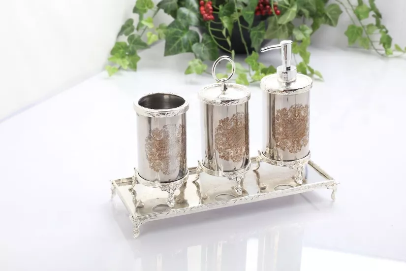 4 LÜ BANYO SETİ GÜMÜŞ RENGİ