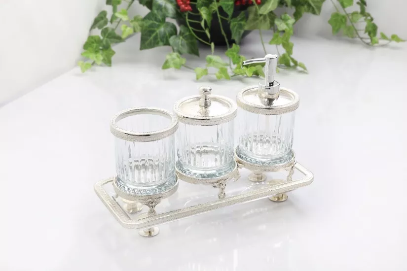 KRİSTAL 4 PARÇA BANYO SETİ GÜMÜŞ