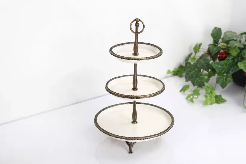 3 KATLI ANTİK PORSELEN SUNUMLUK 30CM/21CM/19CM