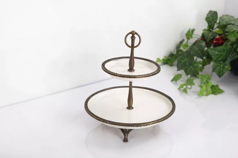 2 KATLI ANTİK PORSELEN SUNUMLUK 30CM/19CM